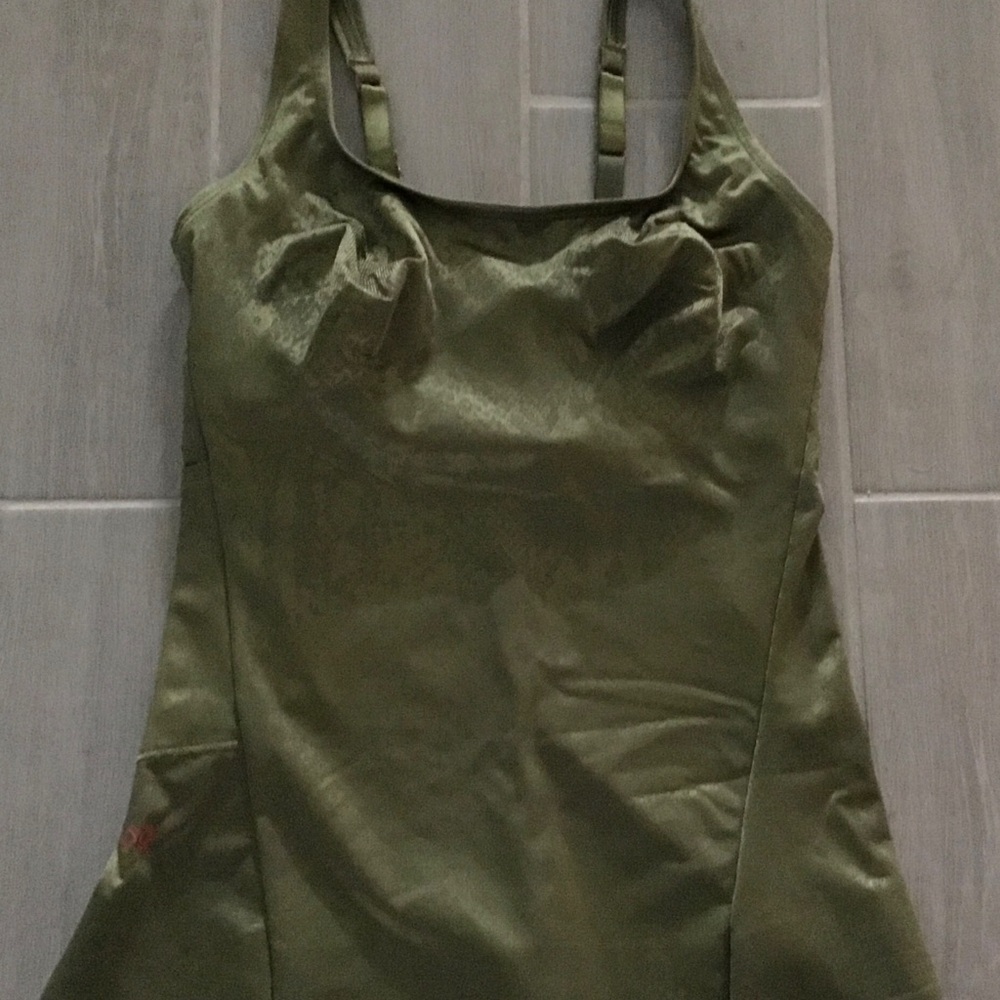 Ruby Ribbon Olive Green Satin Camisole - Picture 2 of 3